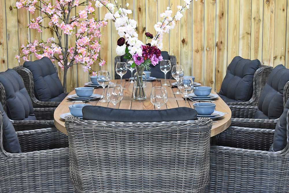 Balok Delano tuinset 8 personen teak Kobo Grey - afbeelding 5 - Outnest