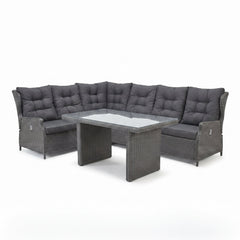 Barcelona Lounge Dining Hoekbank - Glas / Rock Grey in een sfeervolle tuin - Outnest tuinmeubelen