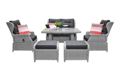 Barcelona Verstelbare Dining Loungeset 2-zits + 2 stoelen - Glas / Light Kobo Grey