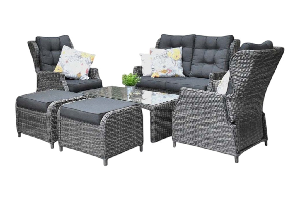 Barcelona Verstelbare Loungeset 2-zits + 2 stoelen - Kobo Grey