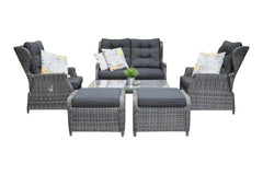 Barcelona Verstelbare Loungeset 2-zits + 2 stoelen - Kobo Grey