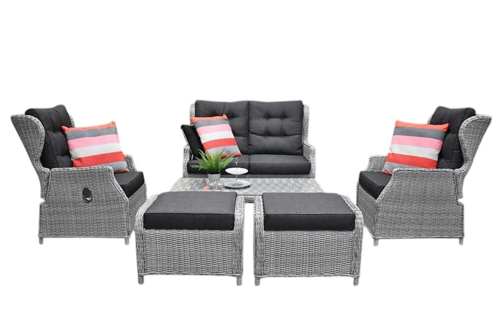 Barcelona Verstelbare Loungeset 2-zits + 2 stoelen - Light Kobo Grey