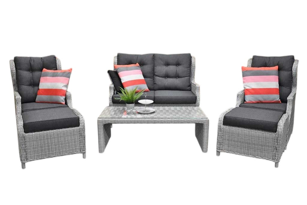 Barcelona Verstelbare Loungeset 2-zits + 2 stoelen - Light Kobo Grey