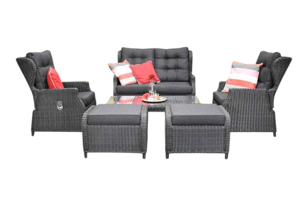 Barcelona Verstelbare Loungeset 2-zits + 2 stoelen - Rock Grey