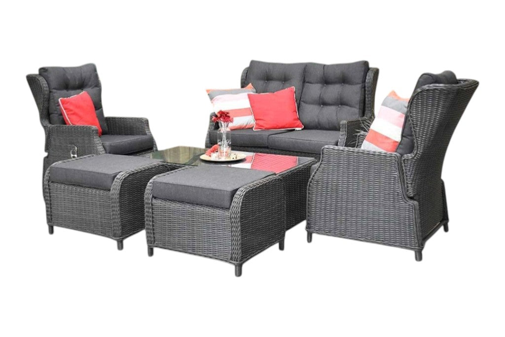 Barcelona Verstelbare Loungeset 2-zits + 2 stoelen - Rock Grey
