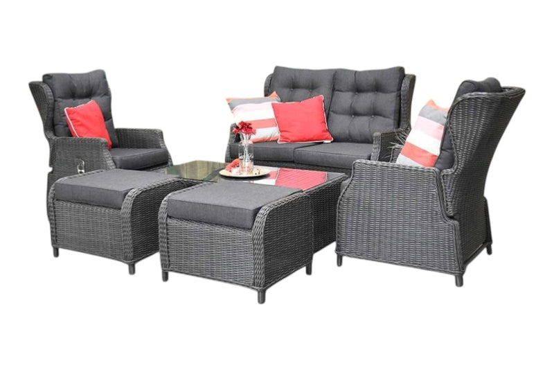 Barcelona Verstelbare Loungeset 2-zits + 2 stoelen - Rock Grey