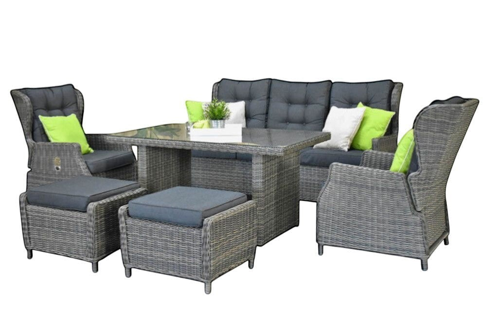 Barcelona Verstelbare Dining 3-zits Loungeset - Kobo Grey