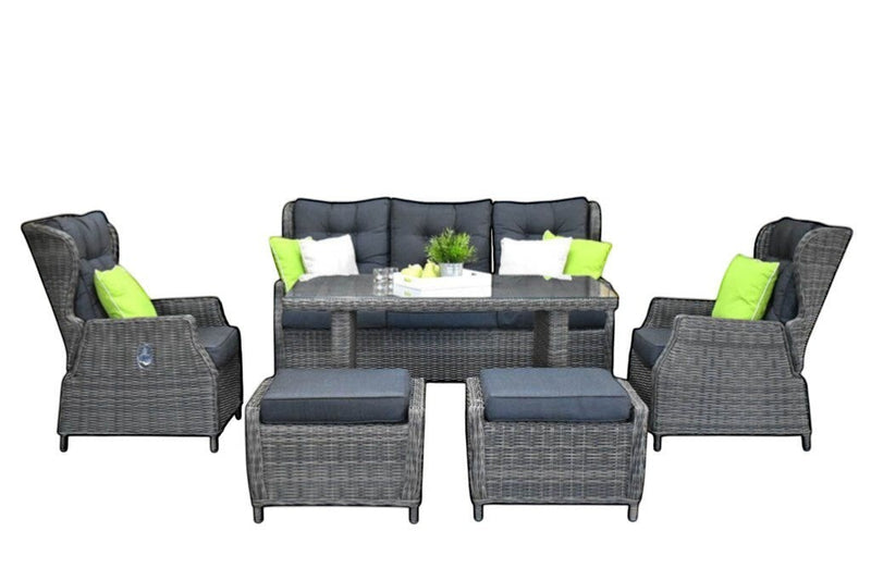Barcelona Verstelbare Dining 3-zits Loungeset - Kobo Grey