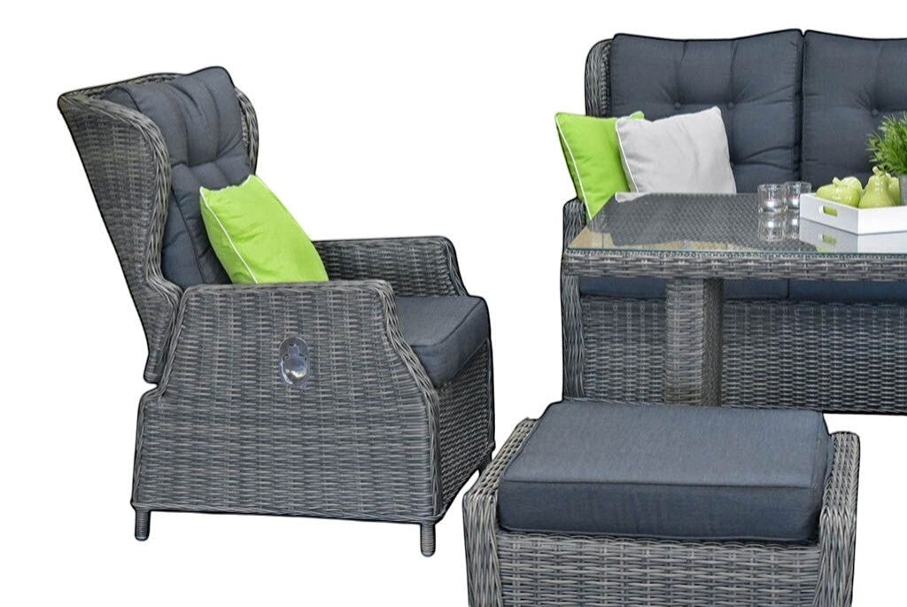 Barcelona Verstelbare Dining 3-zits Loungeset - Kobo Grey