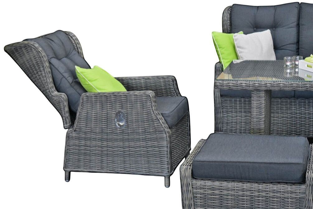 Barcelona Verstelbare Dining 3-zits Loungeset - Kobo Grey