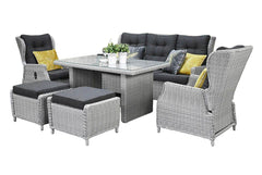 Barcelona Verstelbare Dining Loungeset 3-zits + 2 stoelen - Light Kobo Grey