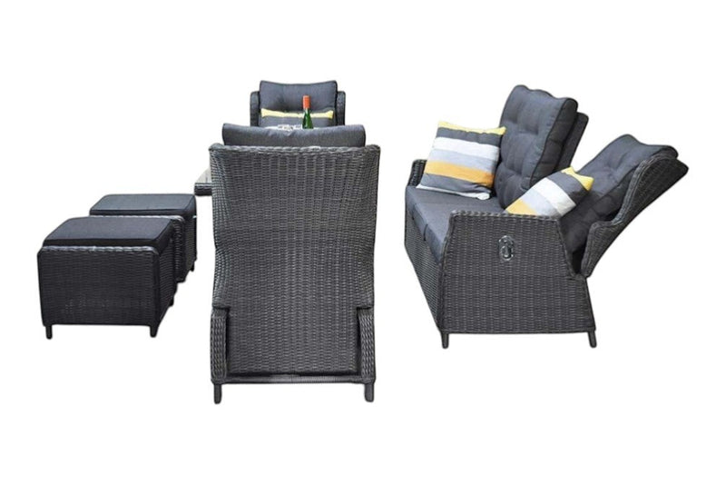 Barcelona Verstelbare Dining Loungeset 3-zits + 2 stoelen - Rock Grey