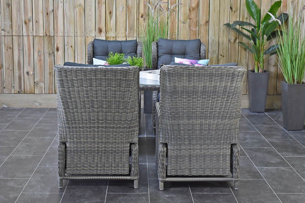 Barcelona Verstelbare Dining Loungeset 4 stoelen Kobo Grey - opstelling - Outnest Prestige