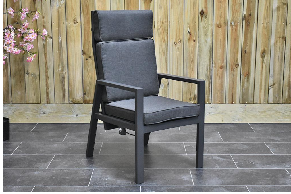Birmingham Verstelbare Tuinstoel - Dark Grey, aluminium