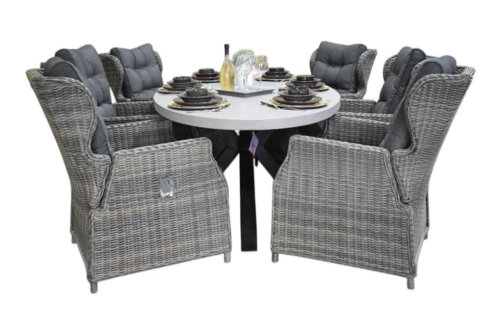 Bixley-Barcelona verstelbare Tuinset 6 Personen - Polystone / Kobo Grey