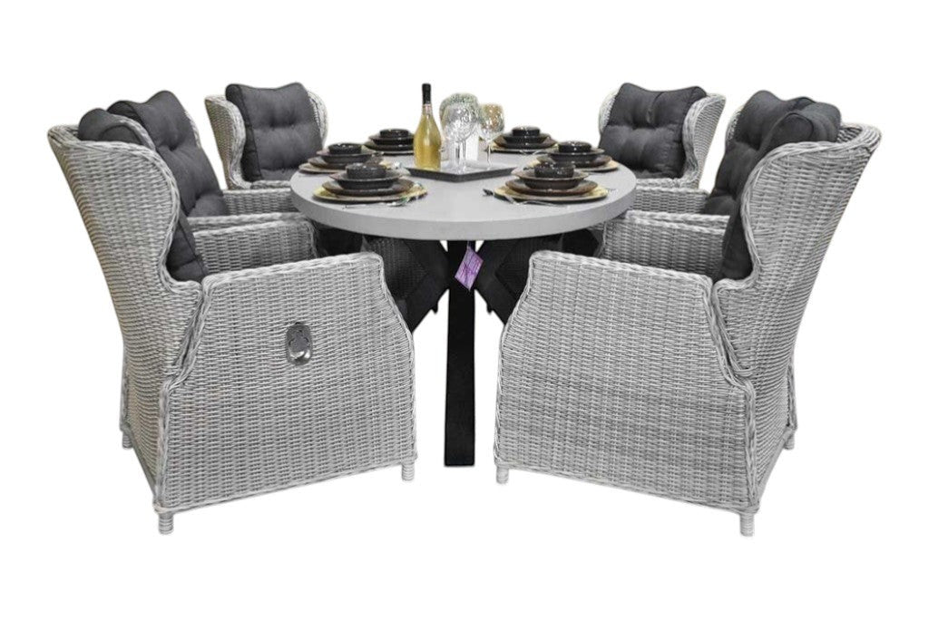 Bixley-Barcelona verstelbare Tuinset 6 Personen - Polystone / Light Kobo Grey