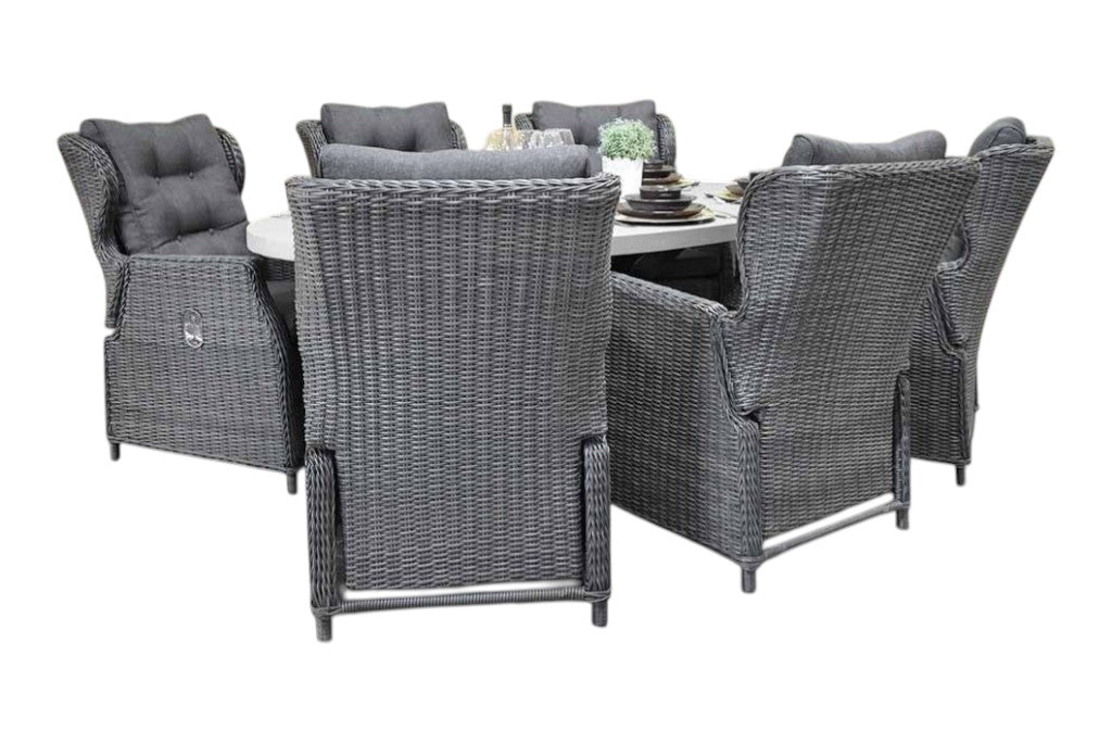 Bixley-Barcelona verstelbare Tuinset 6 Personen - Polystone / Rock Grey