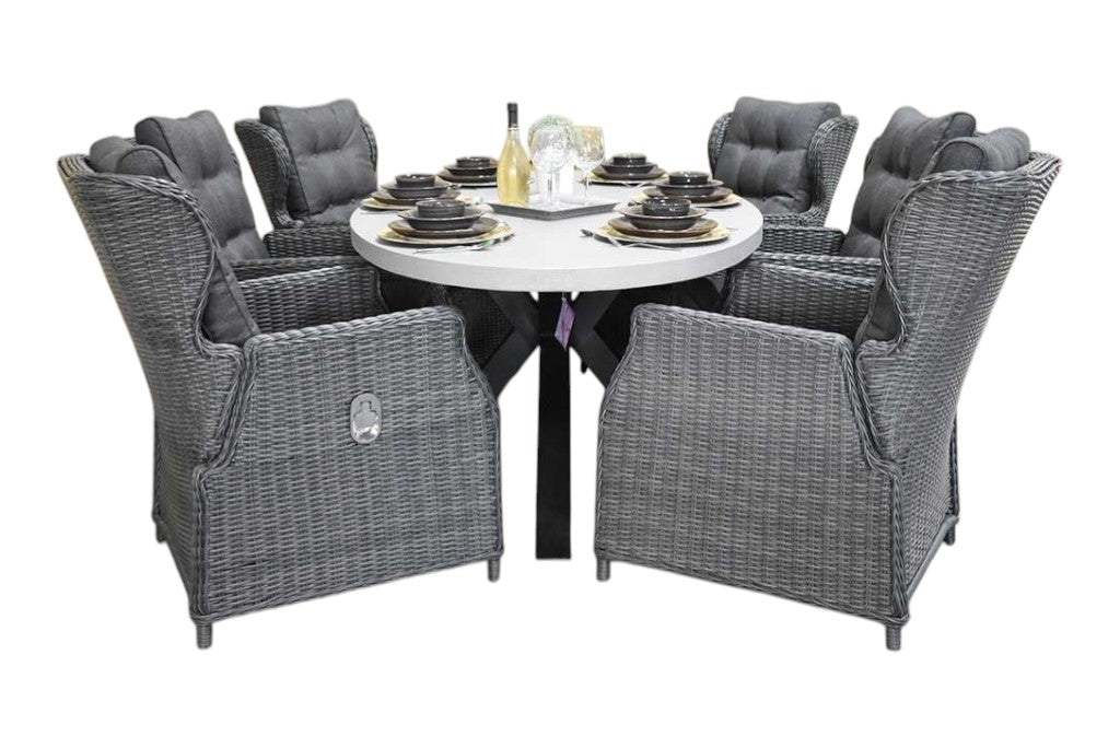 Bixley-Barcelona verstelbare Tuinset 6 Personen - Polystone / Rock Grey