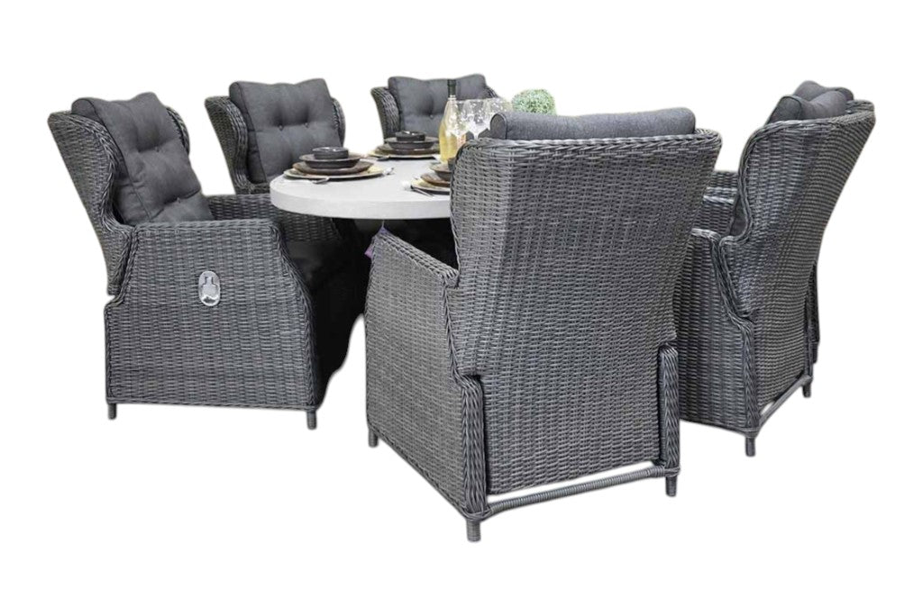 Bixley-Barcelona verstelbare Tuinset 6 Personen - Polystone / Rock Grey