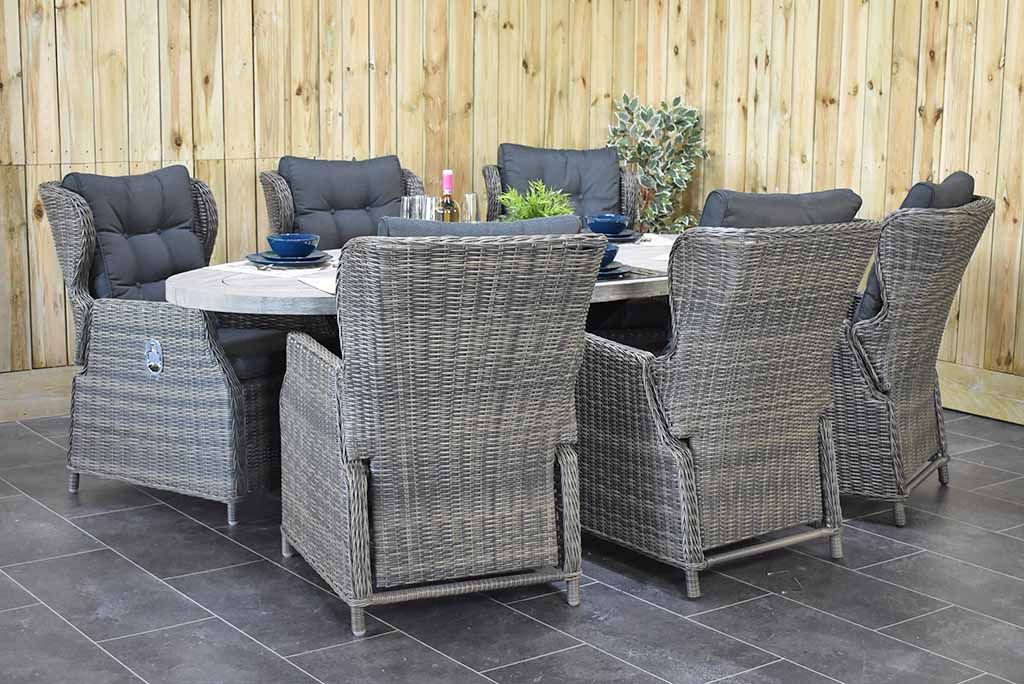 Bixley-Barcelona verstelbare Tuinset 6 Personen - Acacia / Kobo Grey