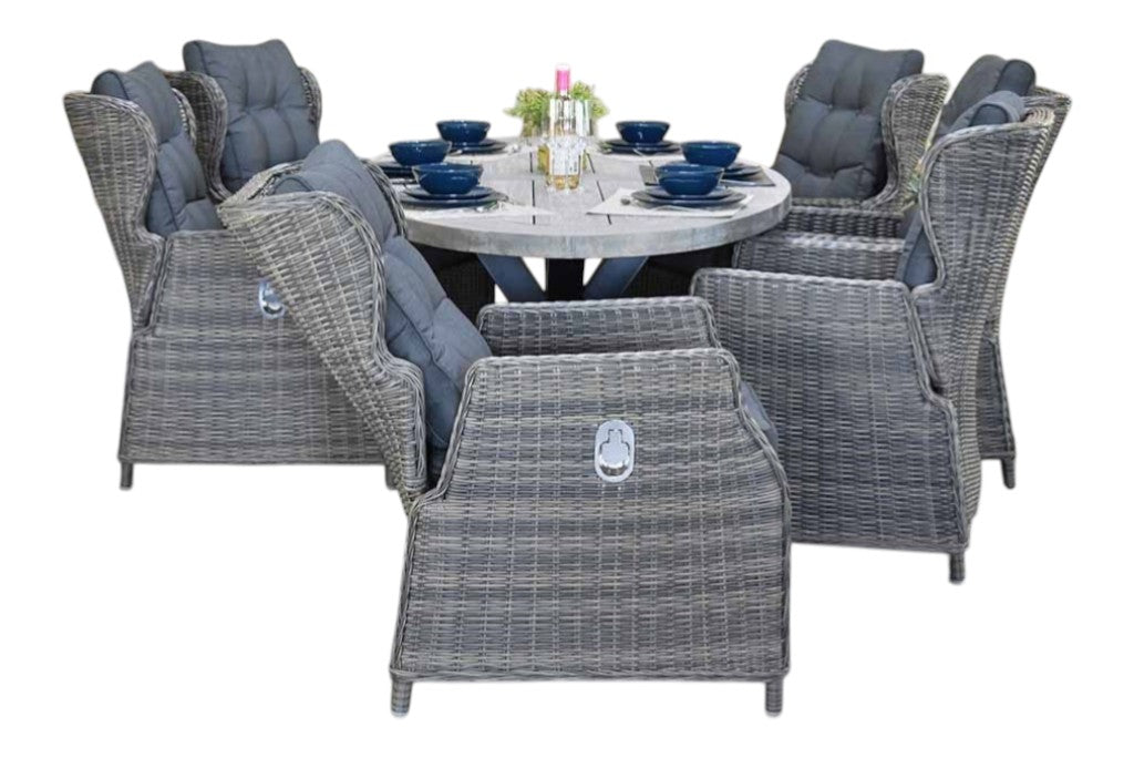 Bixley-Barcelona verstelbare Tuinset 6 Personen - Acacia / Kobo Grey
