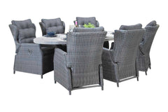 Bixley-Barcelona verstelbare Tuinset 6 Personen - Acacia / Rock Grey
