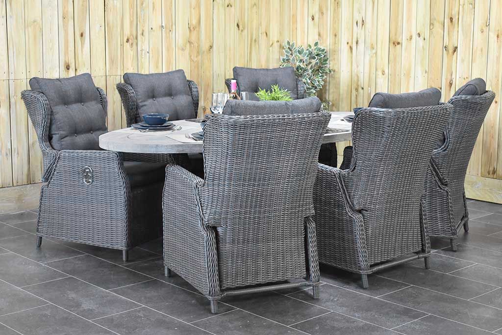 Bixley-Barcelona verstelbare Tuinset 6 Personen - Acacia / Rock Grey