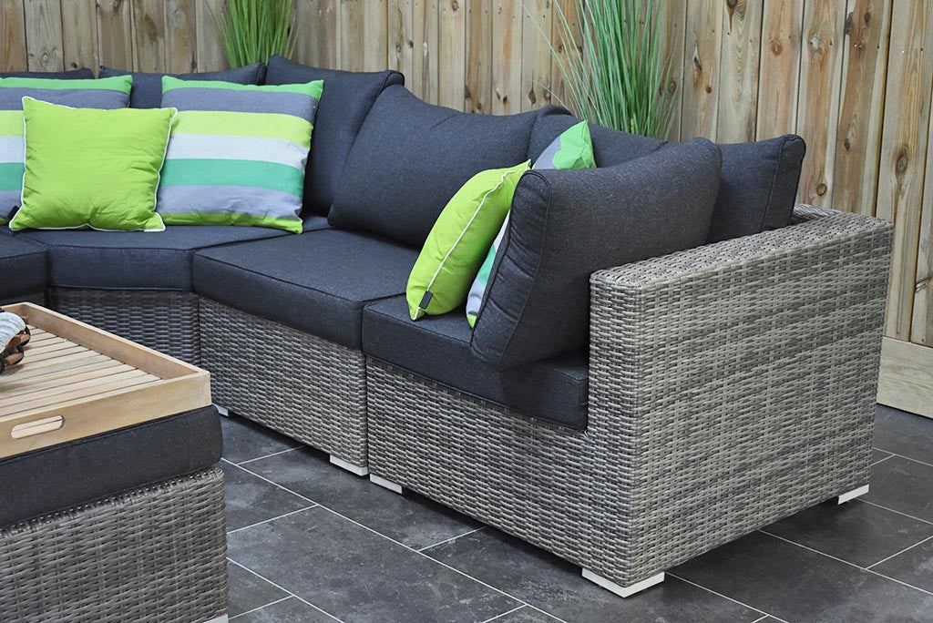 Boston XL Hoek Loungebank Natural Grey, kussens donker antraciet - Outnest tuinmeubelen