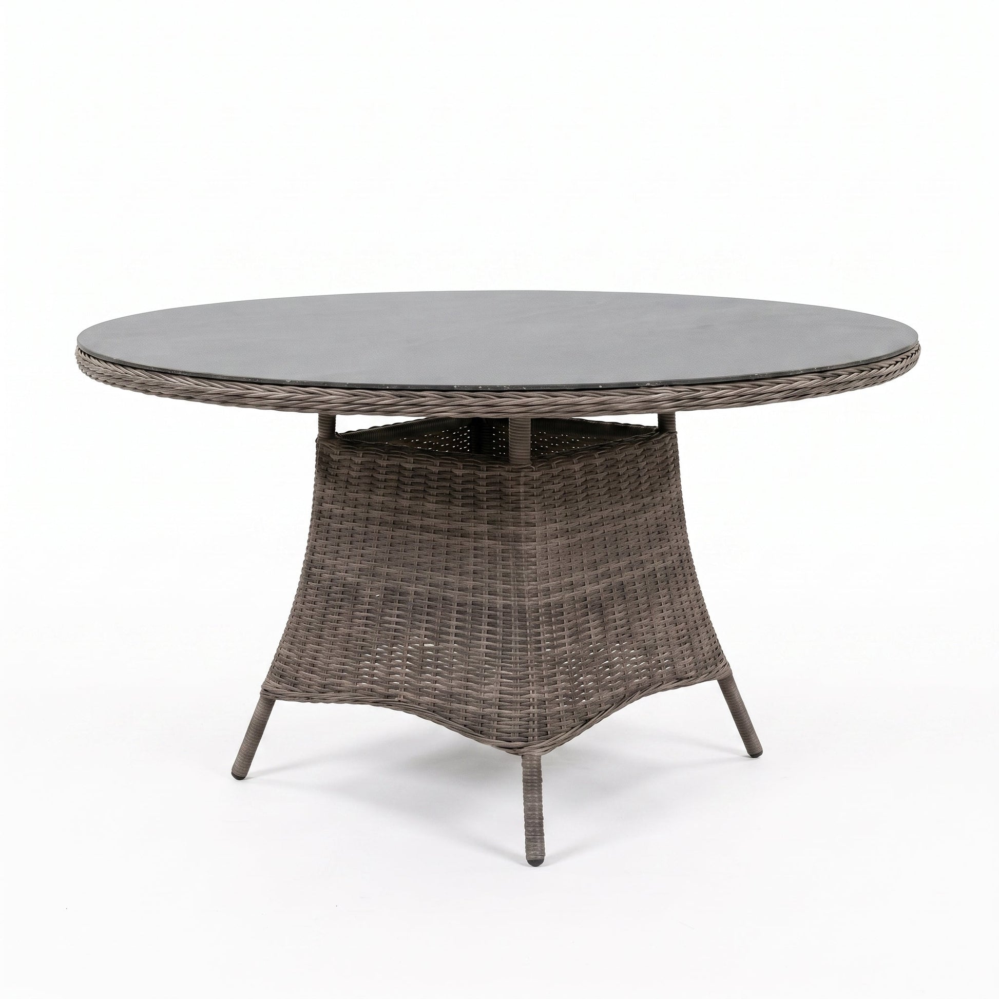 Brasil Ronde Tuintafel 120 cm - Glas / Natural Grey in een sfeervolle tuin - Outnest tuinmeubelen