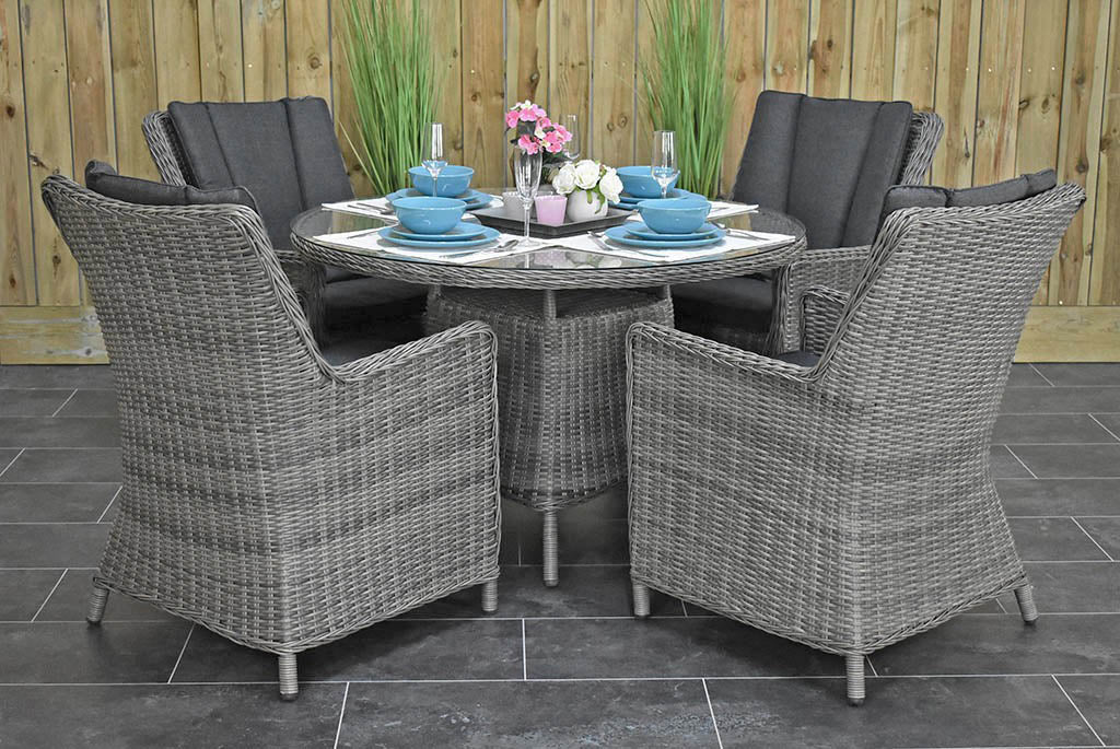Outnest Brasil tuinset 4 personen Avalon Natural Grey compleet vooraanzicht