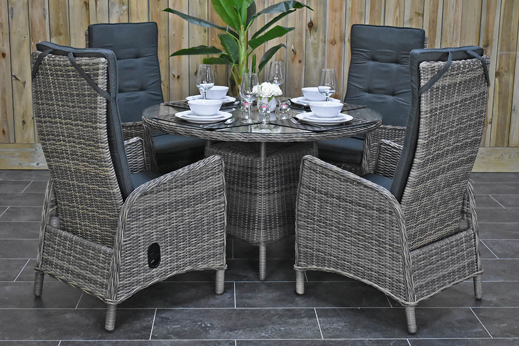 Outnest Brasil tuinset 4 personen Kansas Kobo Grey compleet vooraanzicht
