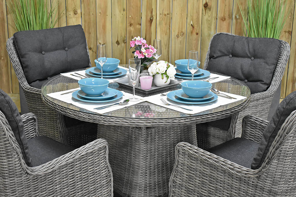 Brasil tuinset 4 personen San Francisco Natural Grey stoel detail