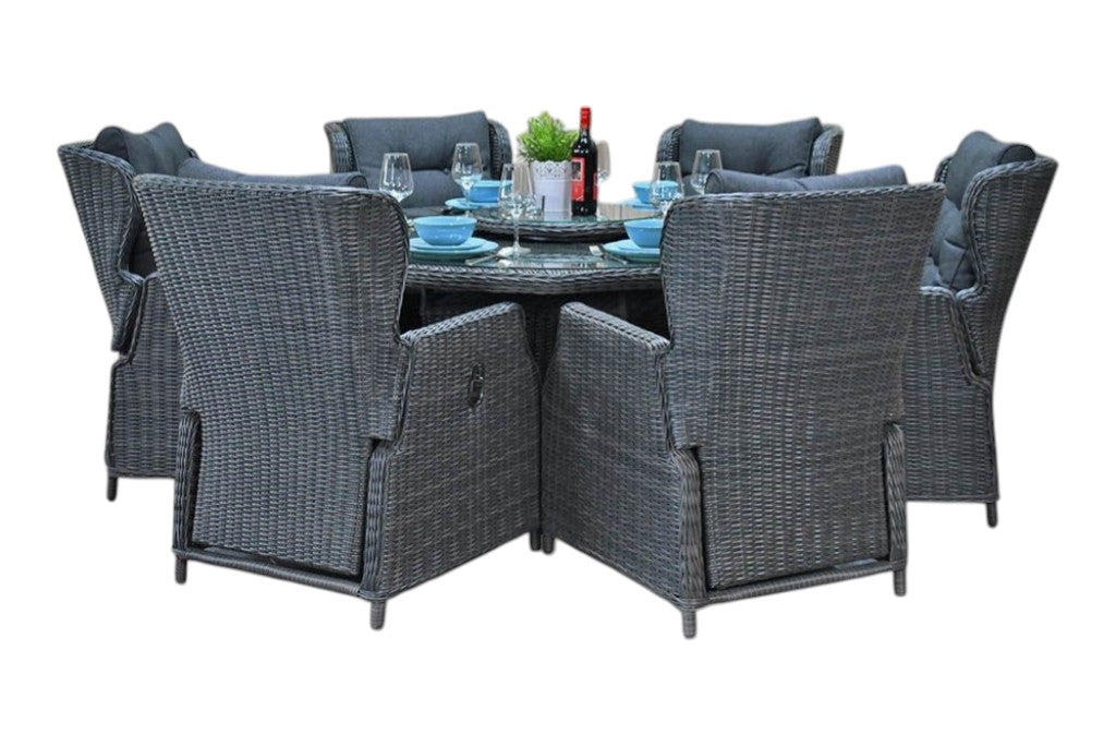 Rio-Barcelona verstelbare Tuinset 6 Personen - Glas / Rock Grey