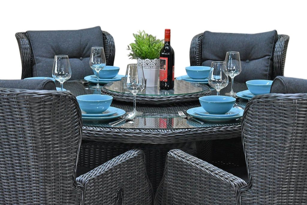 Rio-Barcelona verstelbare Tuinset 6 Personen - Glas / Rock Grey