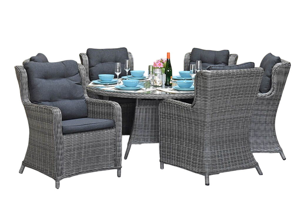 Brasil-Delano Tuinset 6 Personen - Glas / Natural Grey