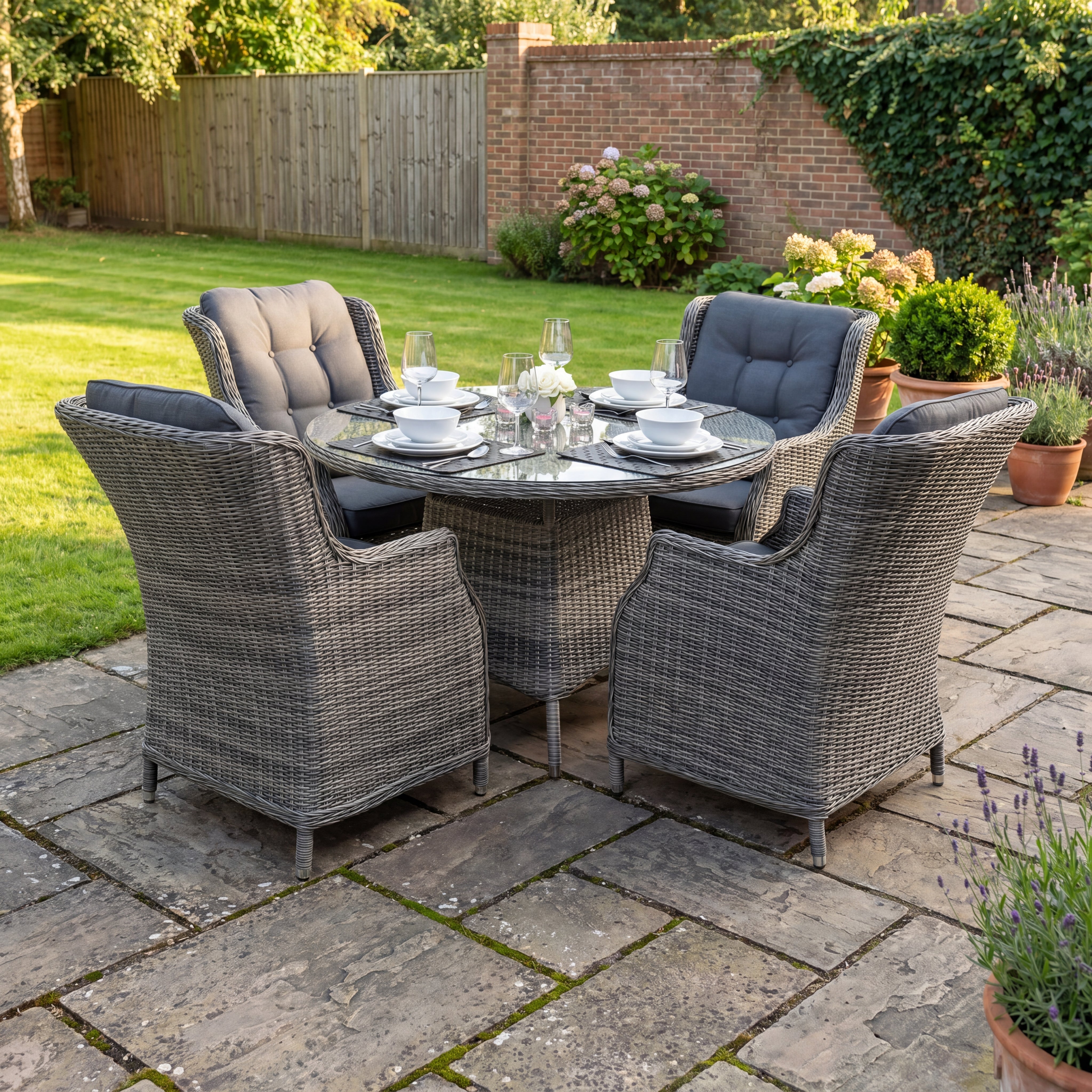 Brasil-Darwin Tuinset 4 Personen - Glas / Kobo Grey