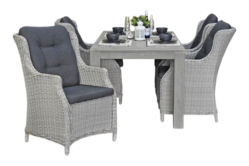 Cancun-Darwin Tuinset 4 Personen - Acacia / Light Kobo Grey