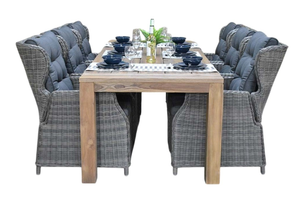 Cancun-Barcelona verstelbare Tuinset 6 Personen - Acacia / Teak