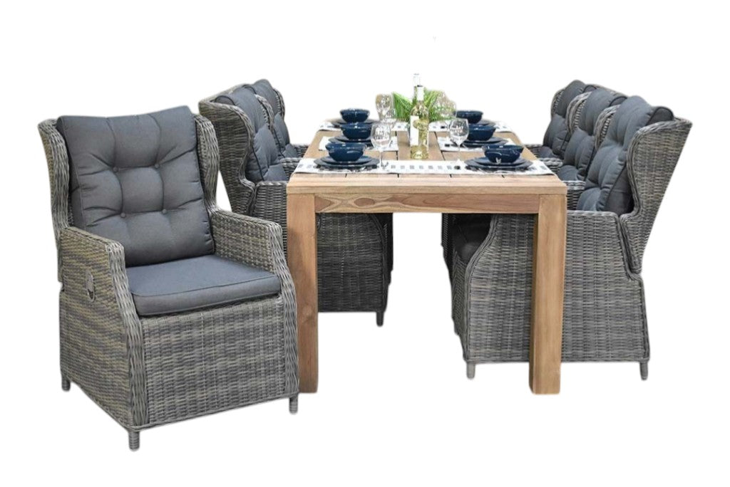 Cancun-Barcelona verstelbare Tuinset 6 Personen - Acacia / Teak