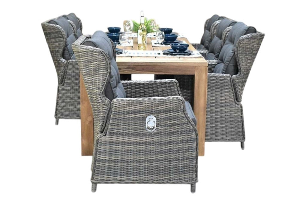 Cancun-Barcelona verstelbare Tuinset 6 Personen - Acacia / Teak