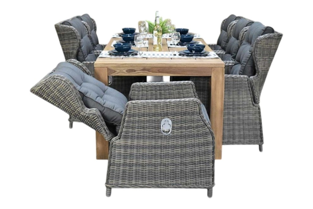 Cancun-Barcelona verstelbare Tuinset 6 Personen - Acacia / Teak