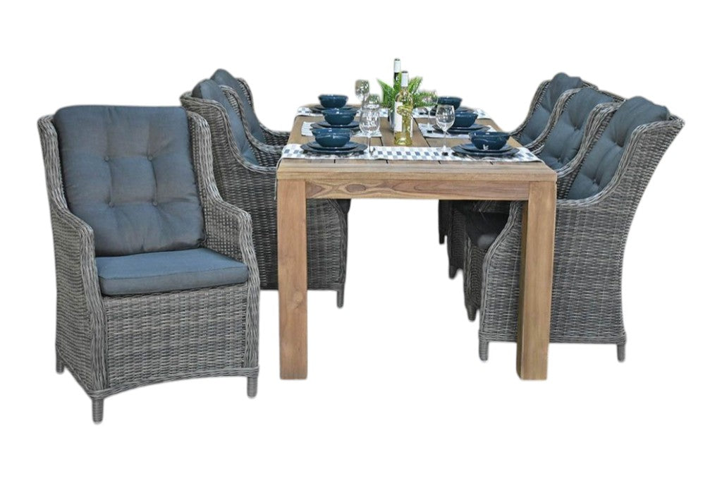 Cancun-Darwin Tuinset 6 Personen - Teak / Kobo Grey