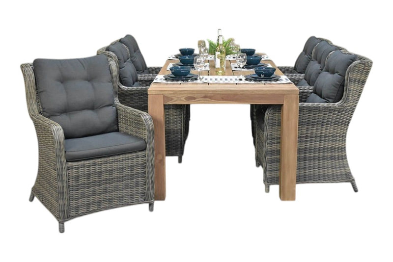 Cancun-Delano Tuinset 6 Personen - Teak / Kobo Grey