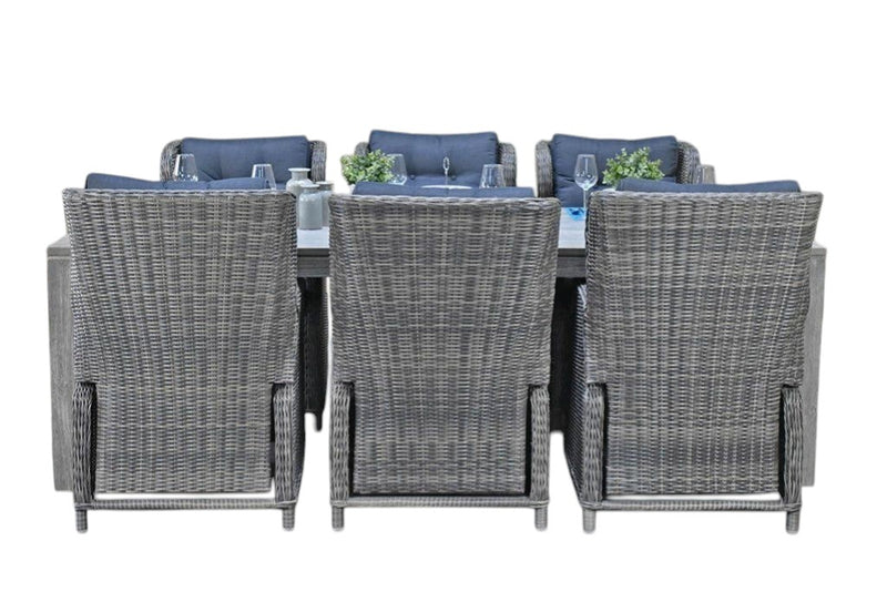 Cancun-Barcelona verstelbare Tuinset 6 Personen - Acacia / Kobo Grey