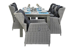 Cancun-Barcelona verstelbare Tuinset 6 Personen - Acacia / Light Kobo Grey
