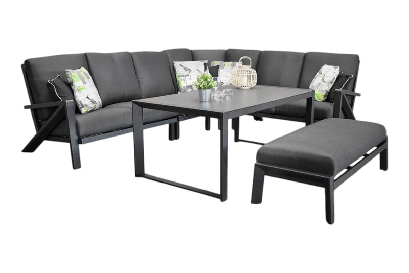 Carini Hoek Loungeset - Black / Hoge tafel