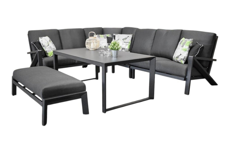 Carini Hoek Loungeset - Black / Hoge tafel