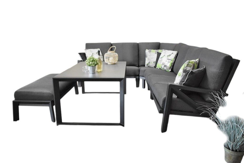 Carini Hoek Loungeset - Black / Hoge tafel