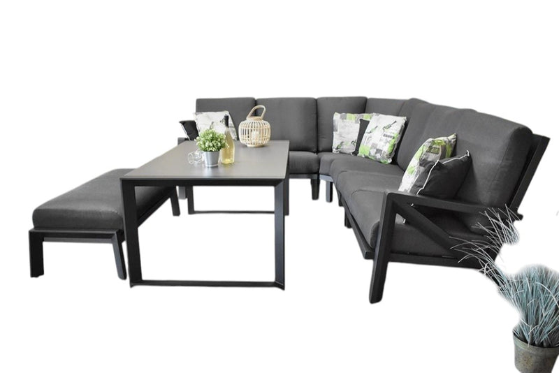 Carini Hoek Loungeset - Black / Hoge tafel