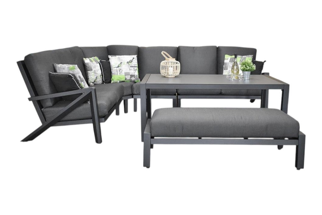 Carini Hoek Loungeset - Black / Hoge tafel